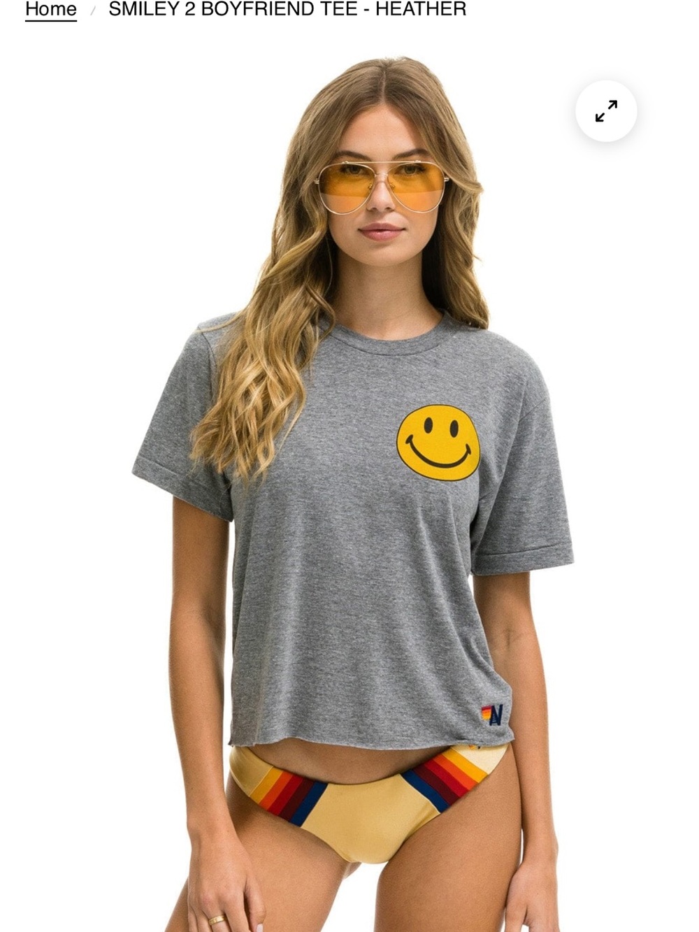 😊Aviator Nation Gray Boyfriend Smiley, Never Stop Chasing Rainbows Tee - Med😊 - Picture 3 of 13